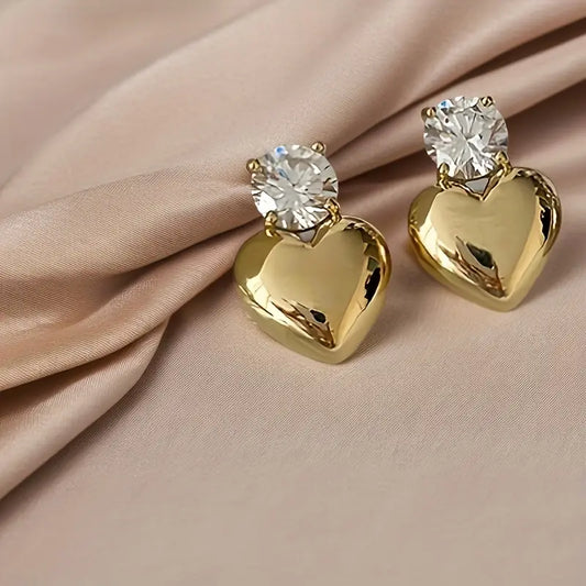 Aretes corazón con zircon