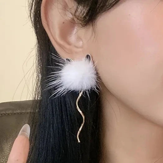 Aretes Pompones Gato