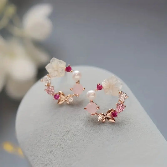 Aretes de Mariposa con incrustaciones