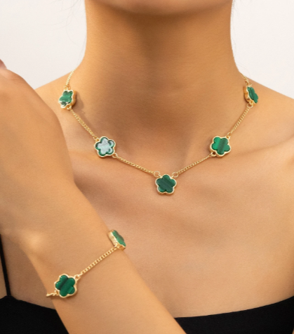 Set Collar y Pulsera Trebol