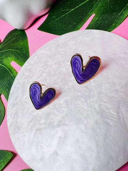 ARETES PURPURA CORAZÓN