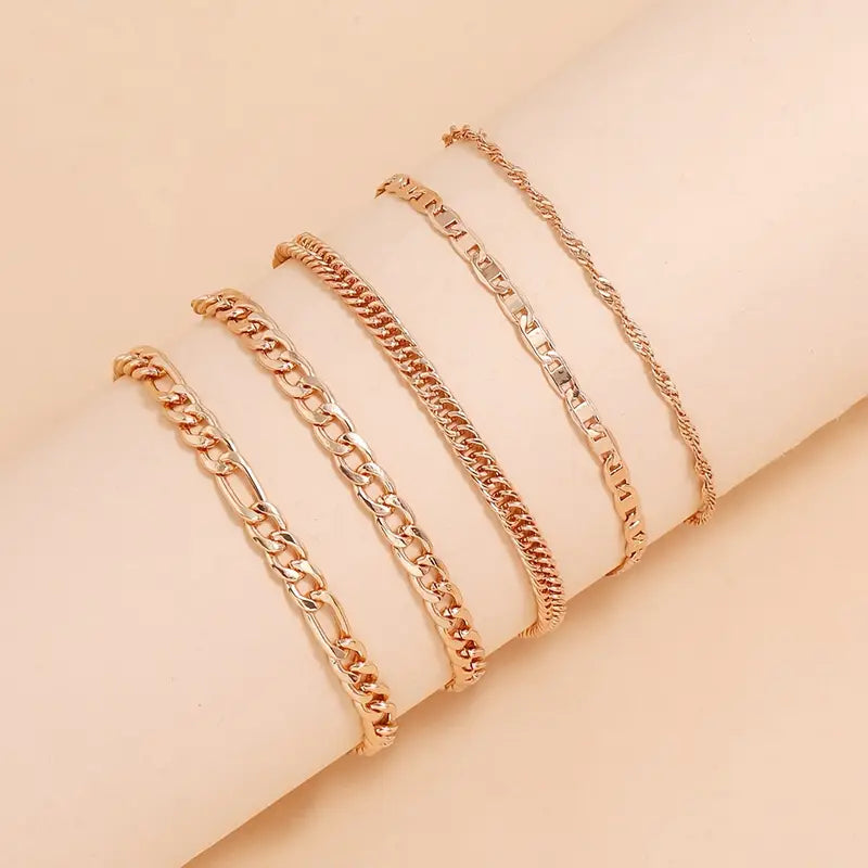 Conjunto de Tobilleras Doradas